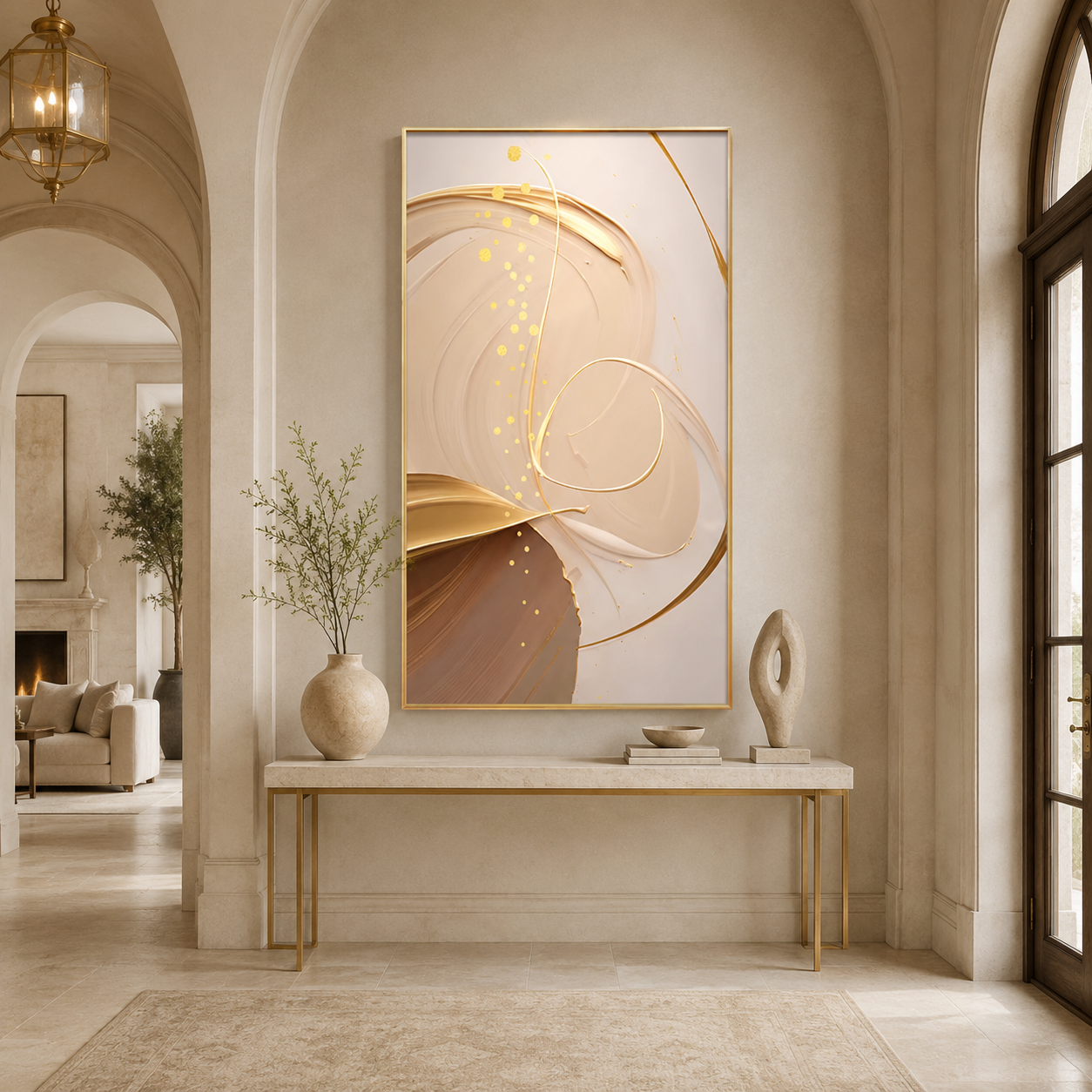 Golden Flow Abstract Painting #Kiss 78