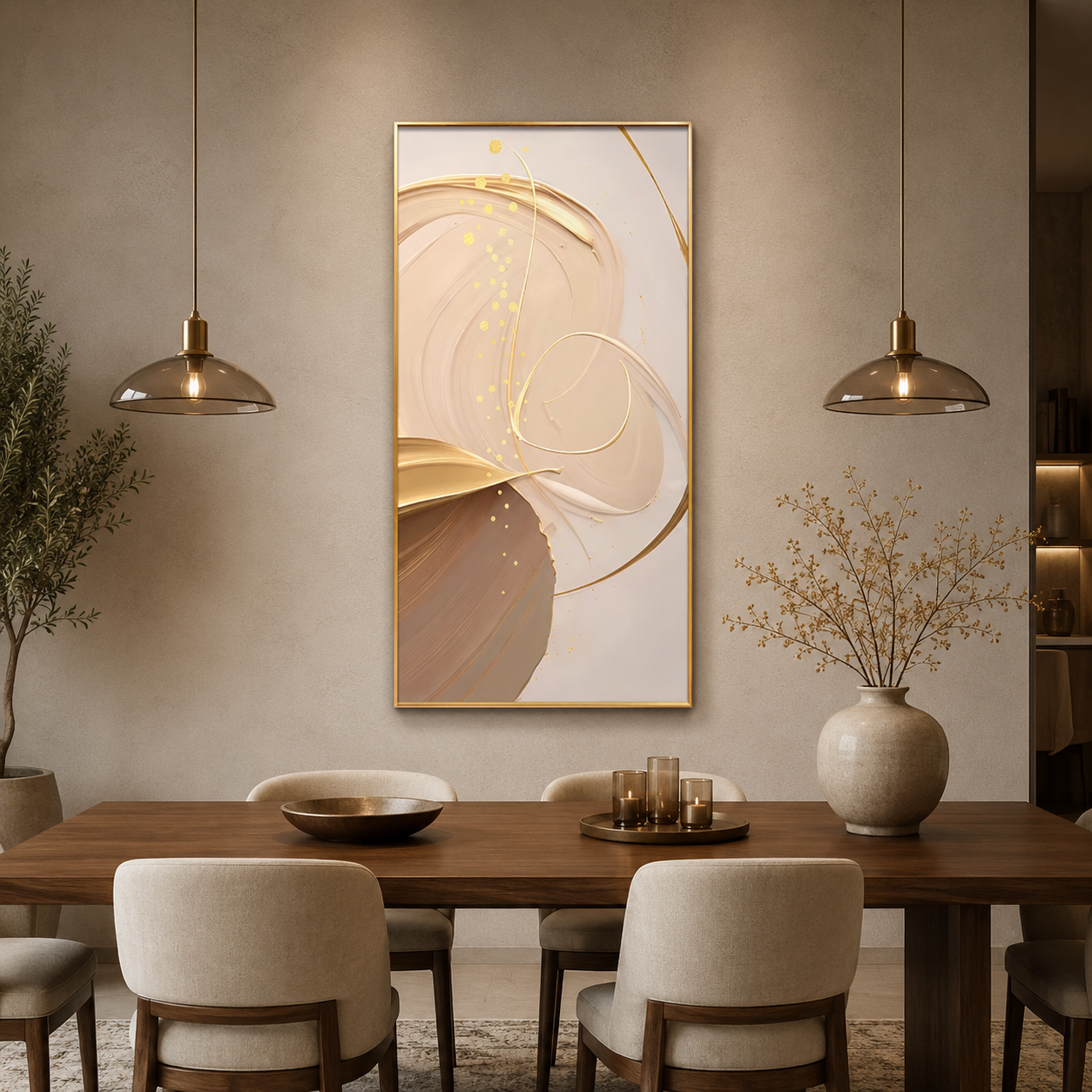 Golden Flow Abstract Painting #Kiss 78