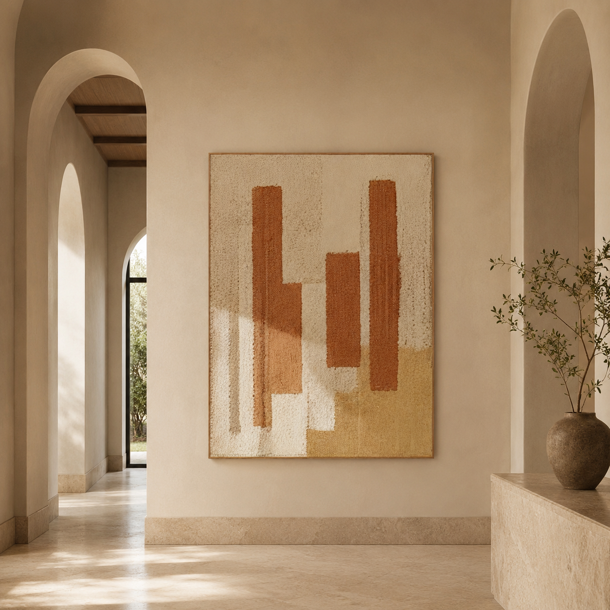 Beige Brown Abstract Painting #Kiss 80