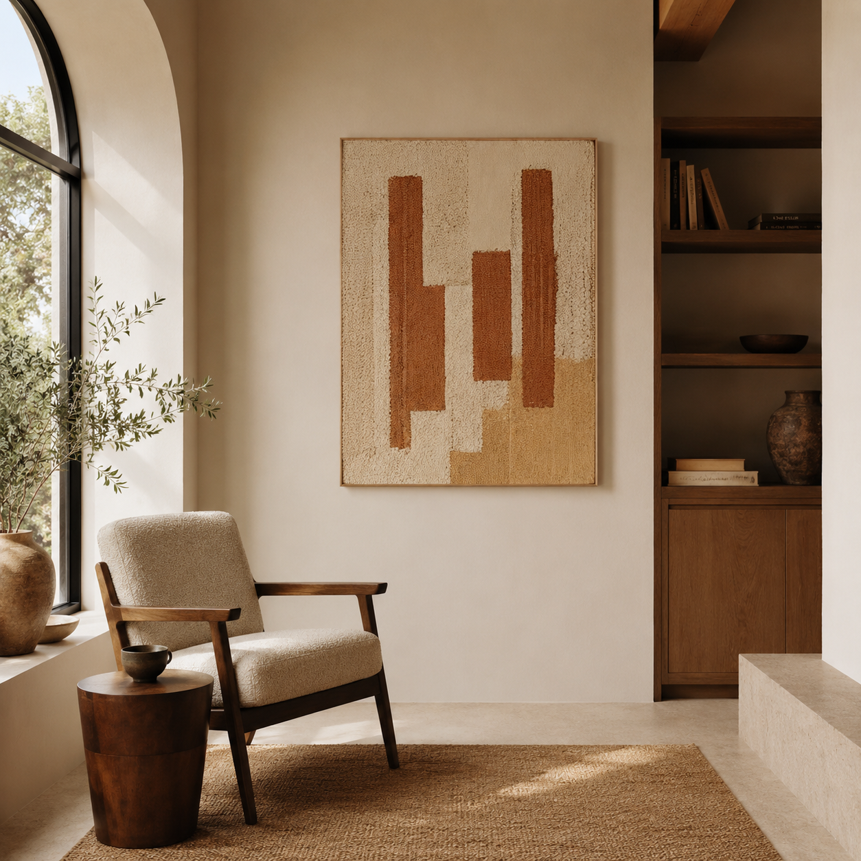 Beige Brown Abstract Painting #Kiss 80
