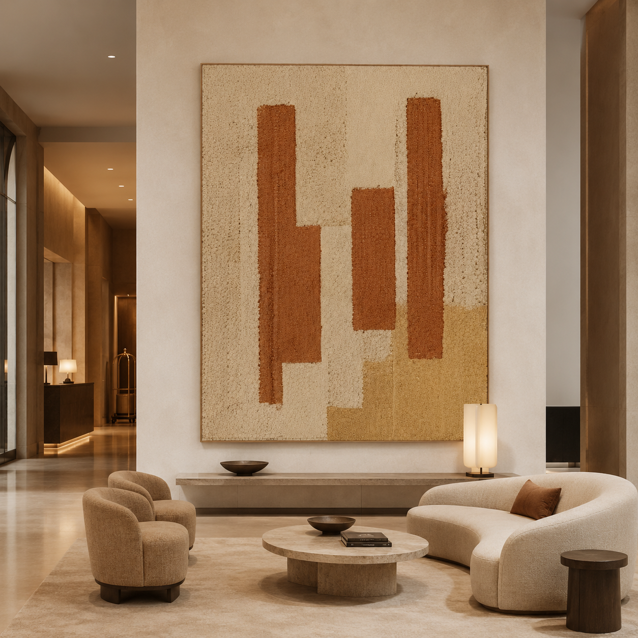 Beige Brown Abstract Painting #Kiss 80