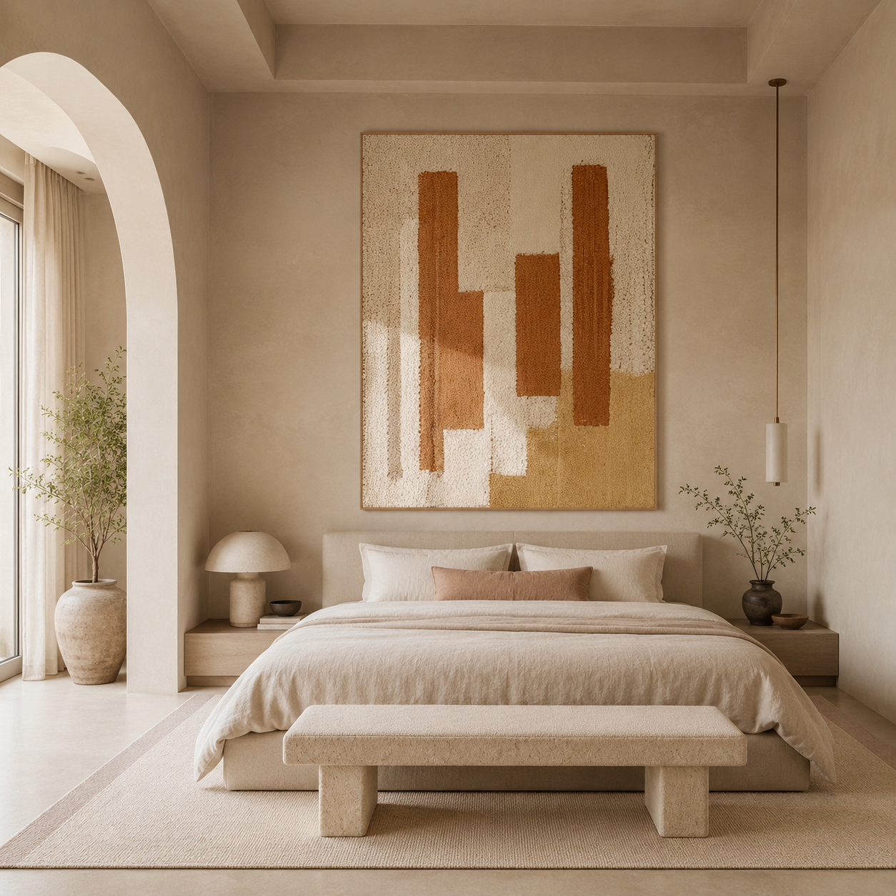 Beige Brown Abstract Painting #Kiss 80