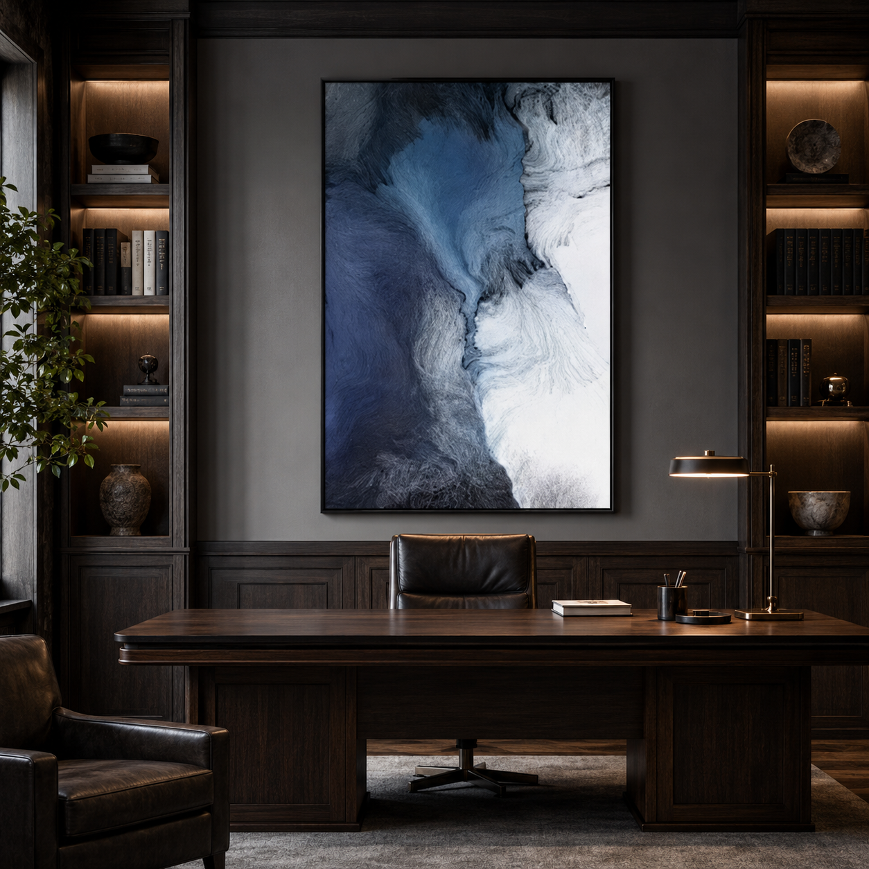 Blue White Abstract Textured Painting #Kiss 81