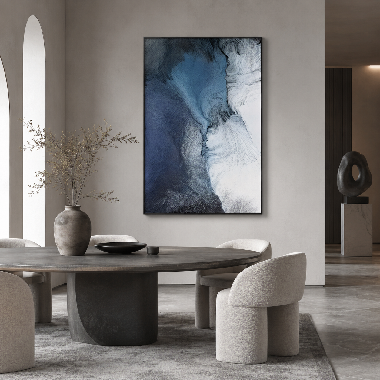 Blue White Abstract Textured Painting #Kiss 81