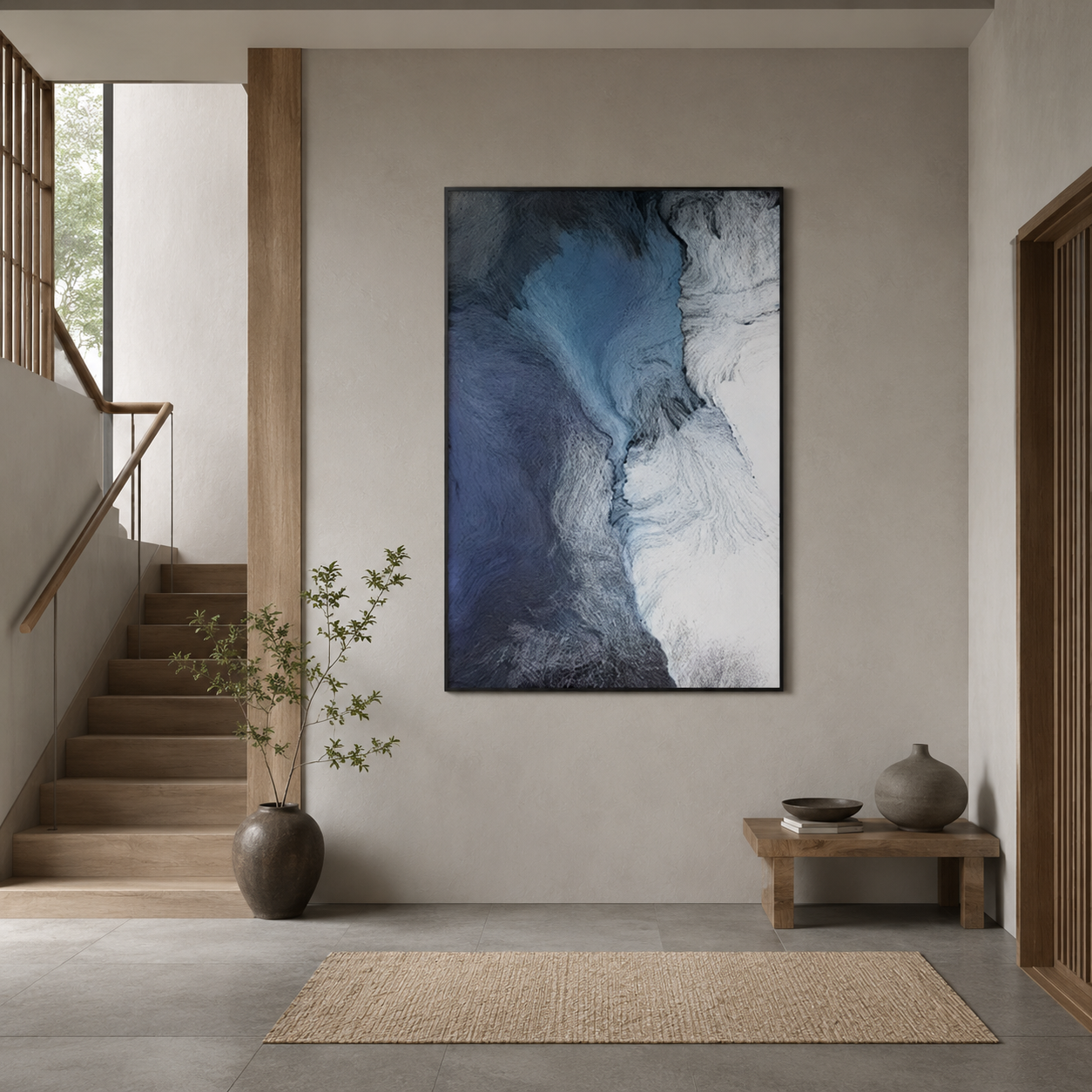 Blue White Abstract Textured Painting #Kiss 81