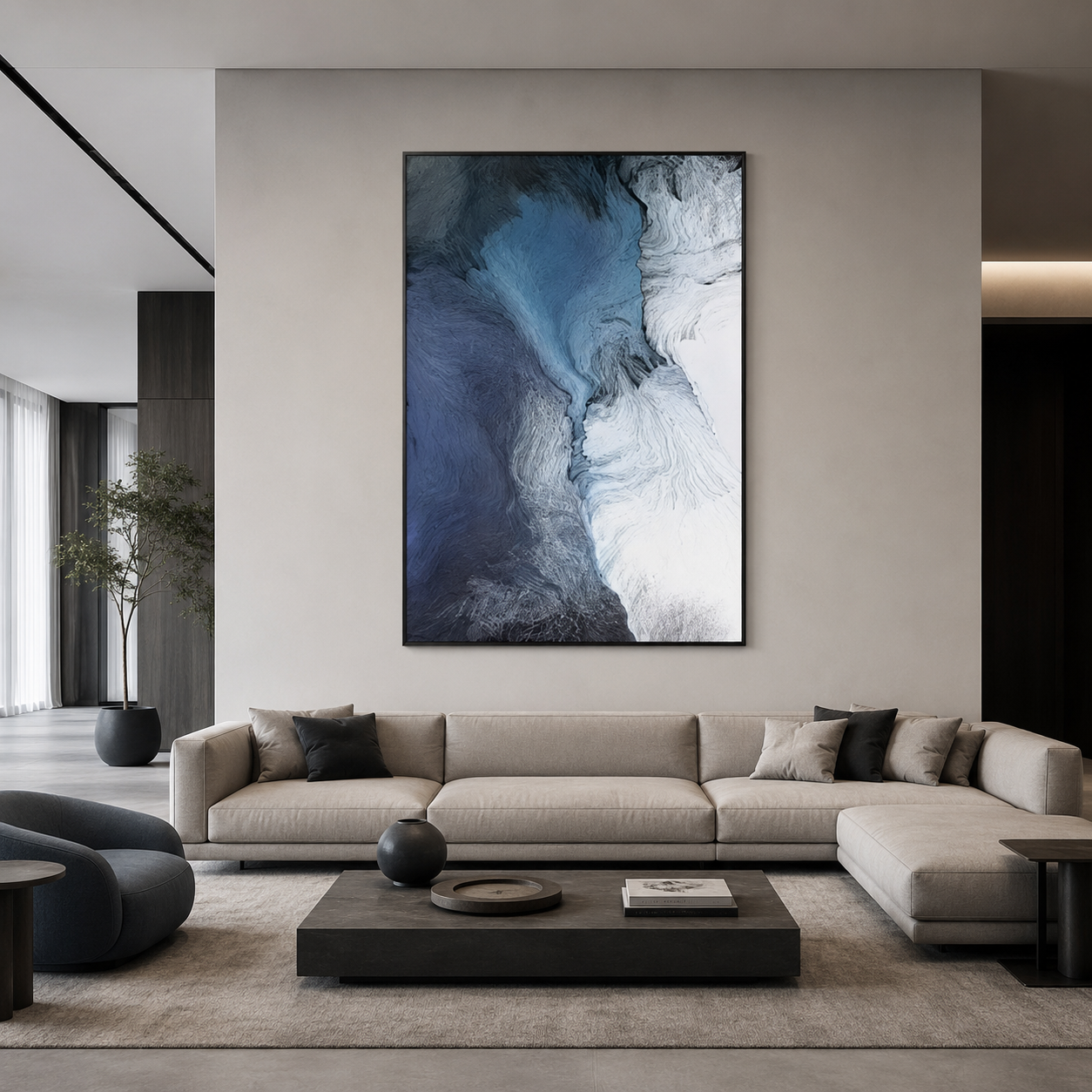 Blue White Abstract Textured Painting #Kiss 81