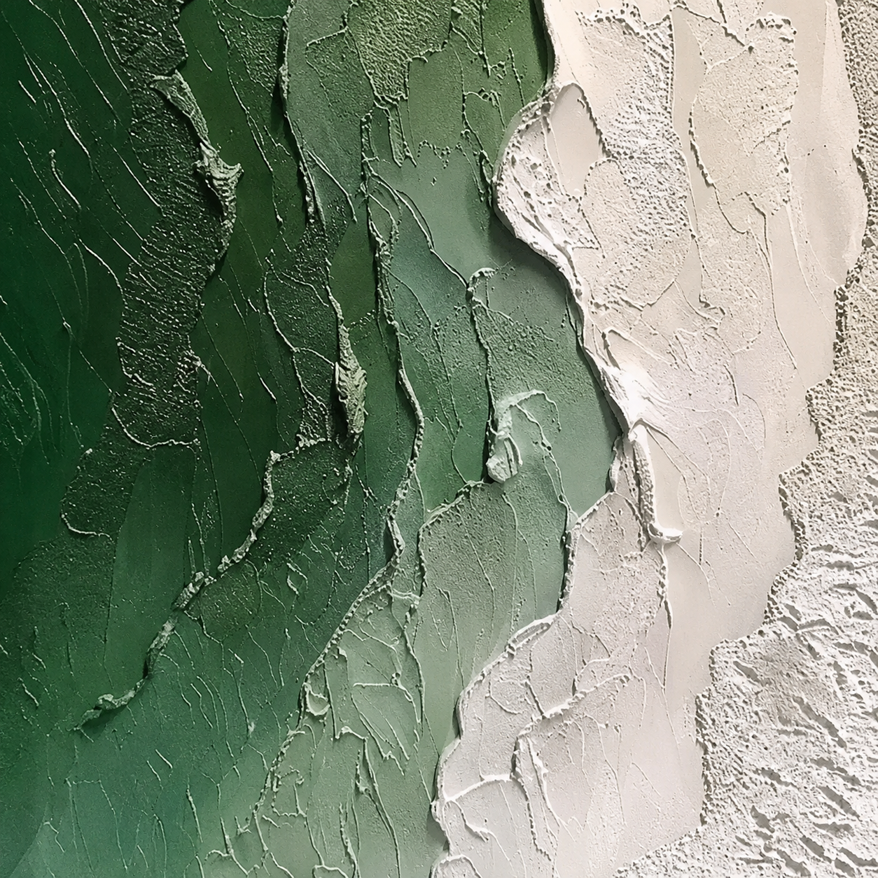 Green White Abstract Textured Painting #Kiss 82