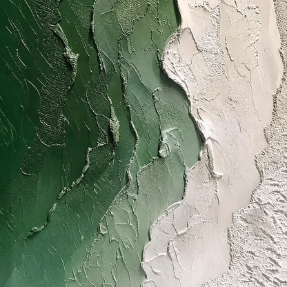 Green White Abstract Textured Painting #Kiss 82