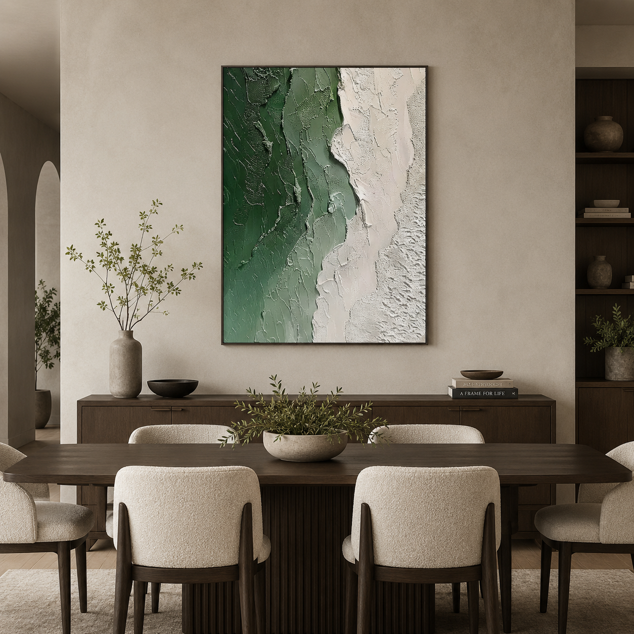 Green White Abstract Textured Painting #Kiss 82