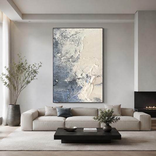 Blue Gray Abstract Textured Painting #Kiss 83