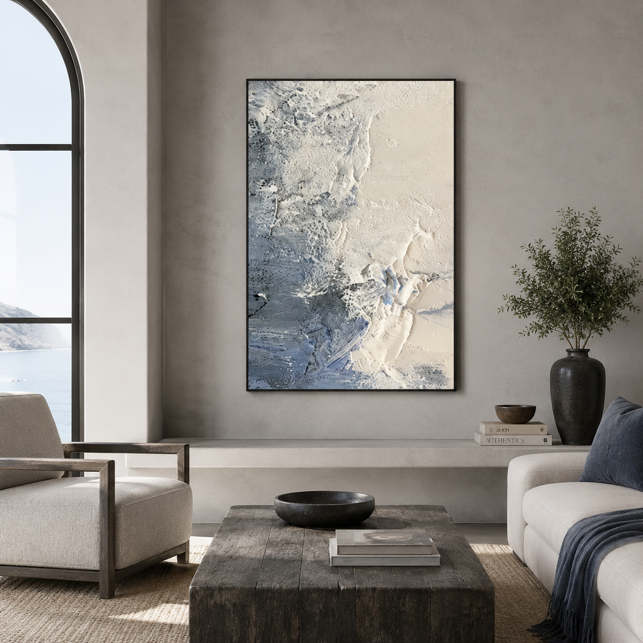 Blue Gray Abstract Textured Painting #Kiss 83