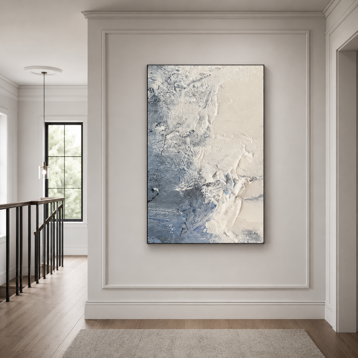 Blue Gray Abstract Textured Painting #Kiss 83