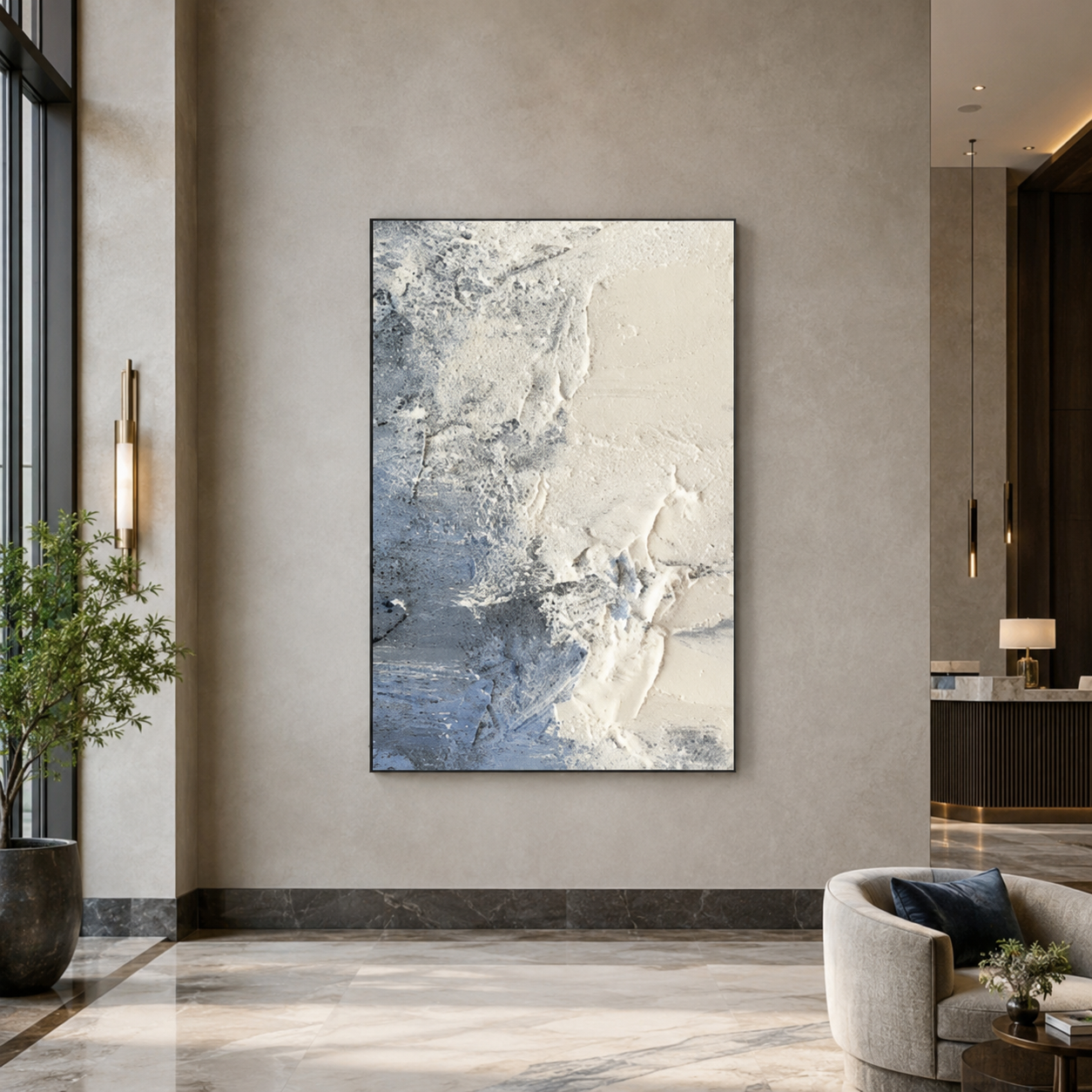 Blue Gray Abstract Textured Painting #Kiss 83