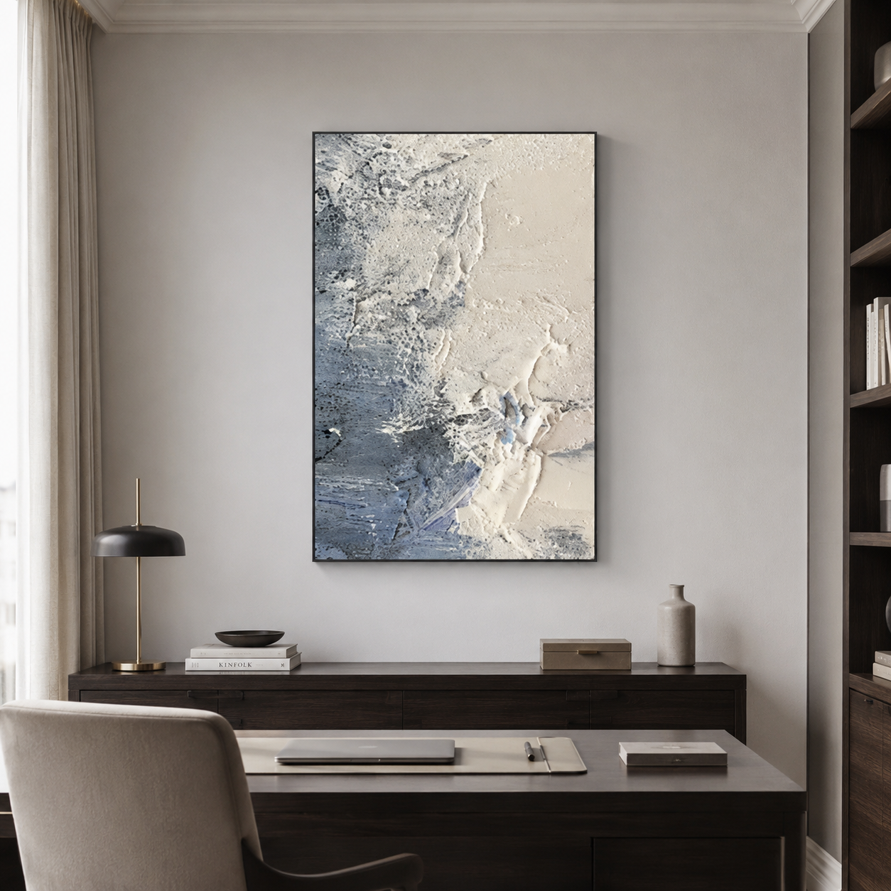Blue Gray Abstract Textured Painting #Kiss 83