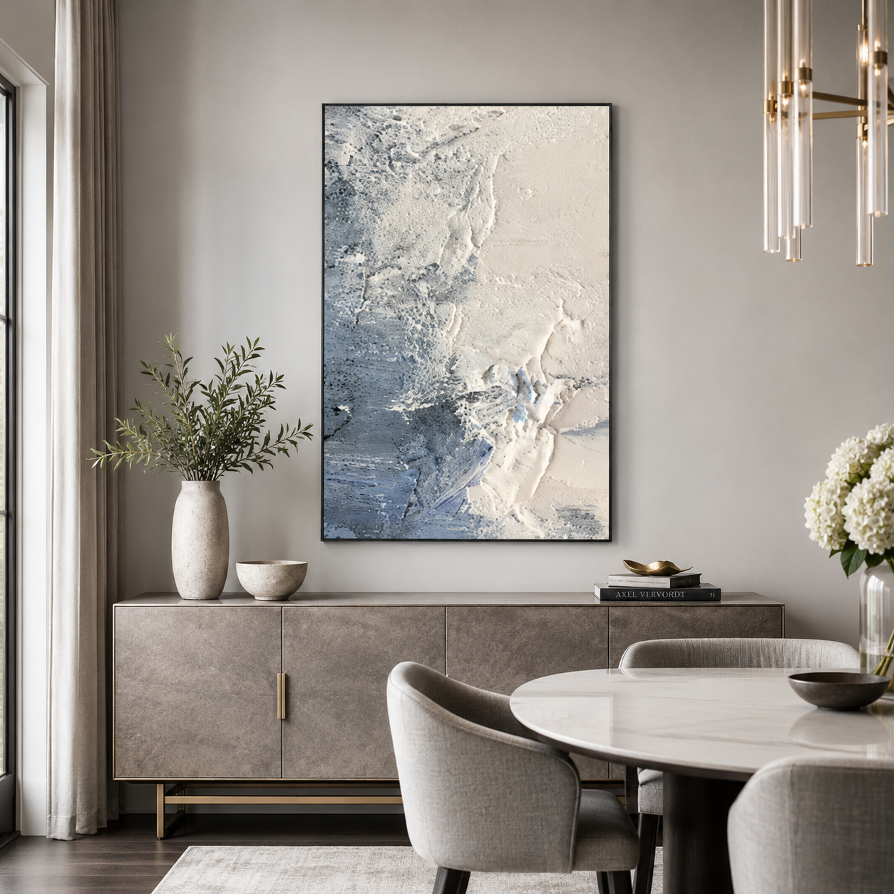 Blue Gray Abstract Textured Painting #Kiss 83