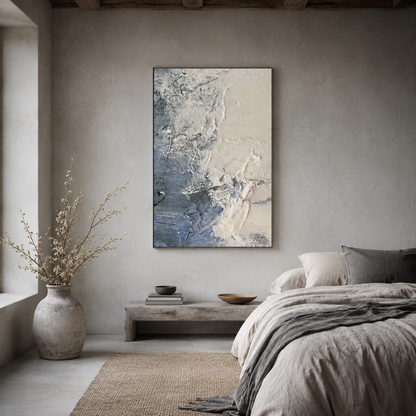Blue Gray Abstract Textured Painting #Kiss 83