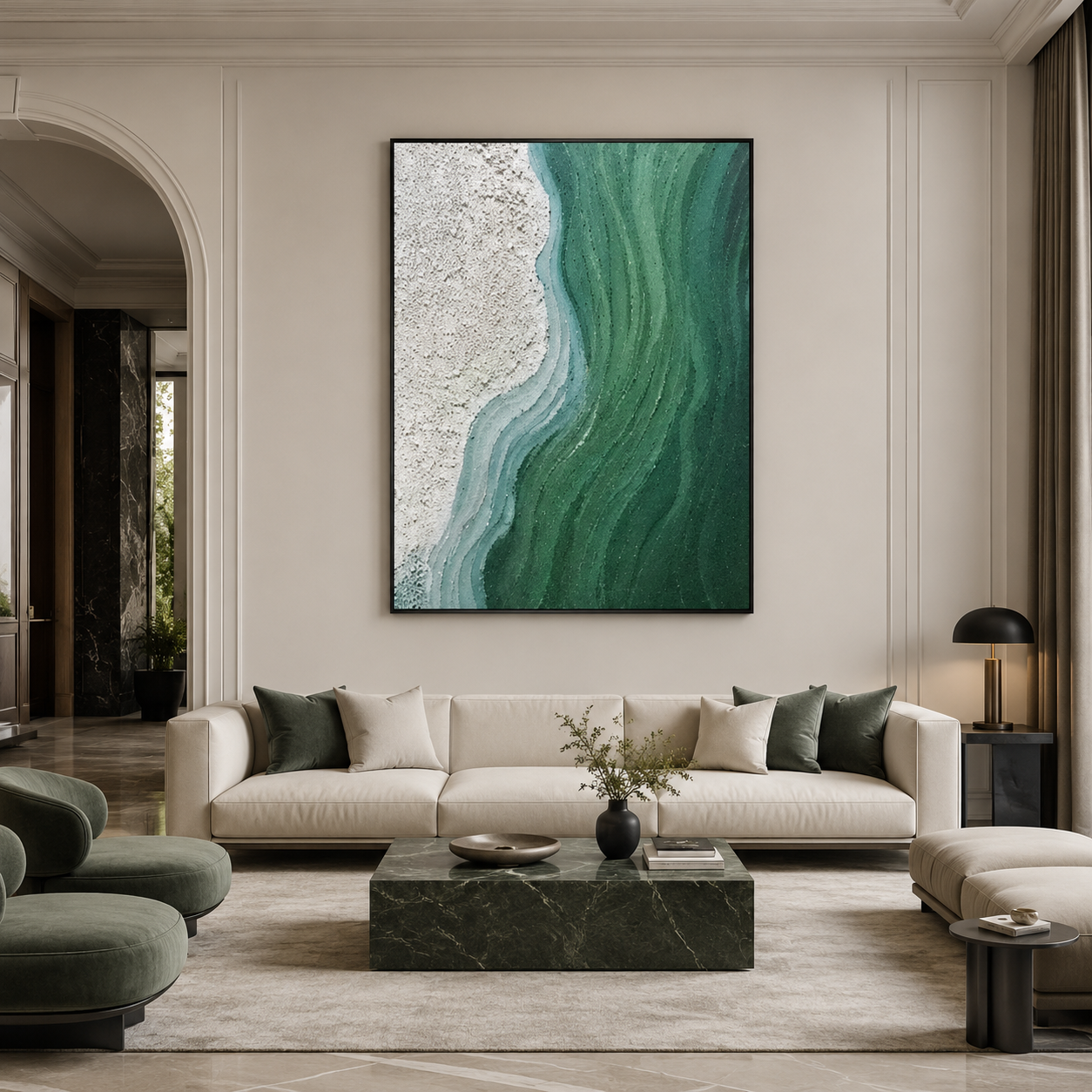 Green White Flow Textured Painting #Kiss 84