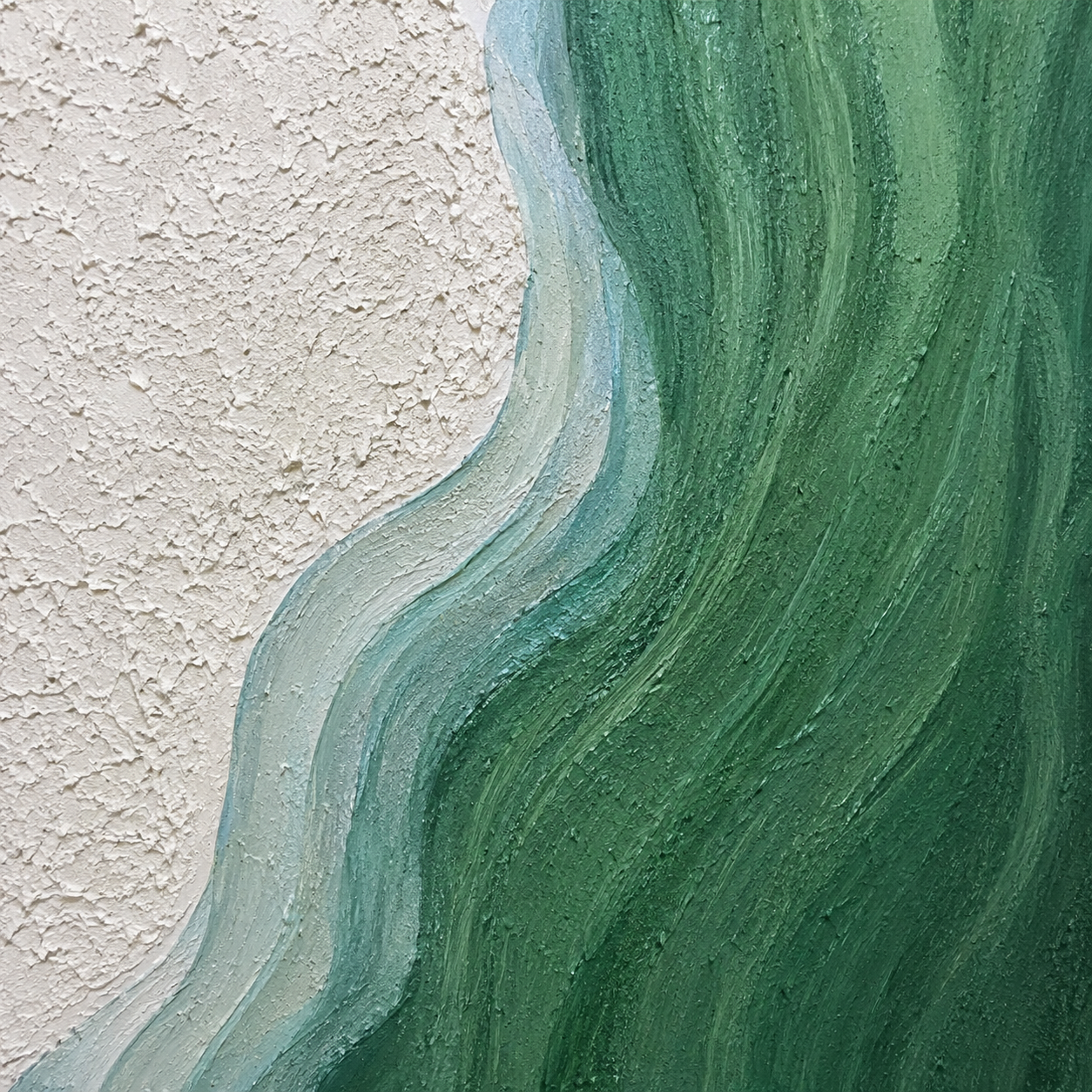 Green White Flow Textured Painting #Kiss 84