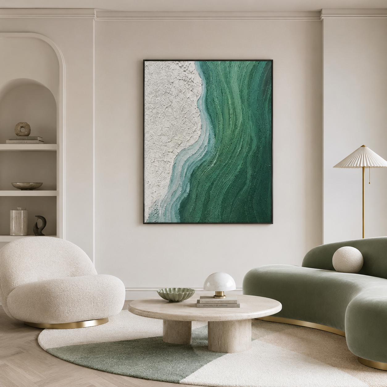 Green White Flow Textured Painting #Kiss 84