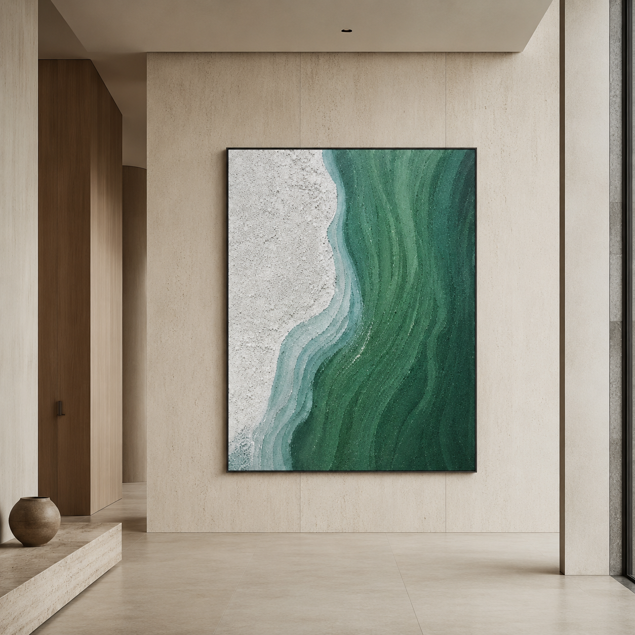Green White Flow Textured Painting #Kiss 84