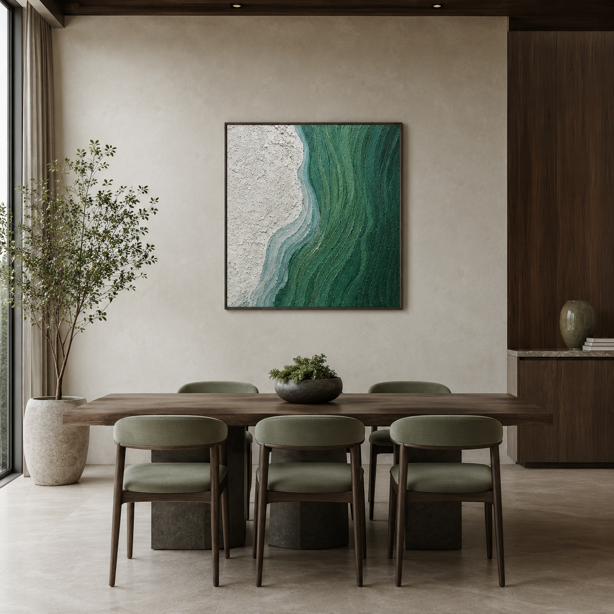Green White Flow Textured Painting #Kiss 84