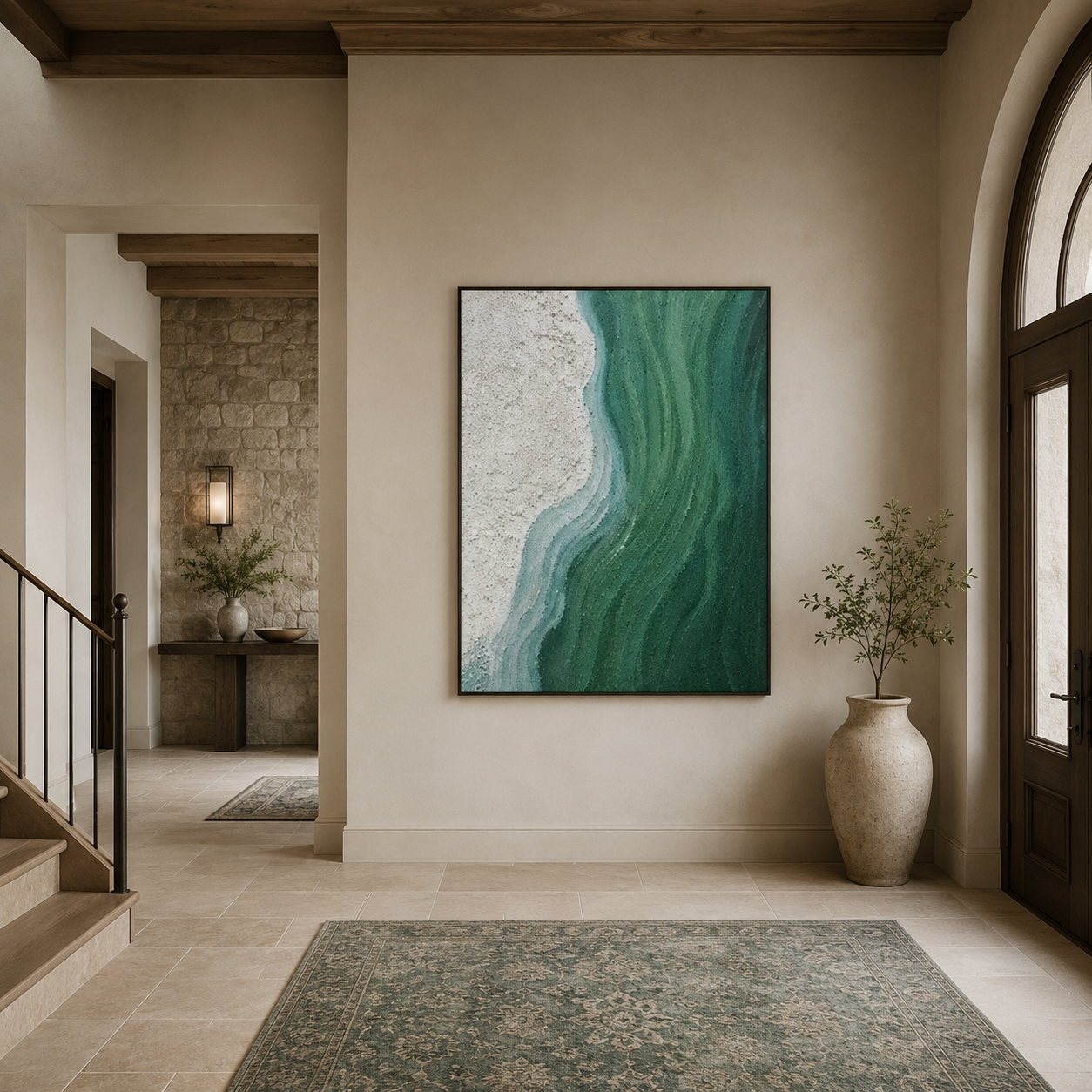 Green White Flow Textured Painting #Kiss 84