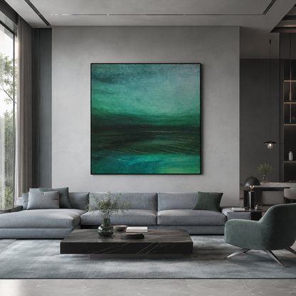 Deep Green Abstract Painting #Kiss 85