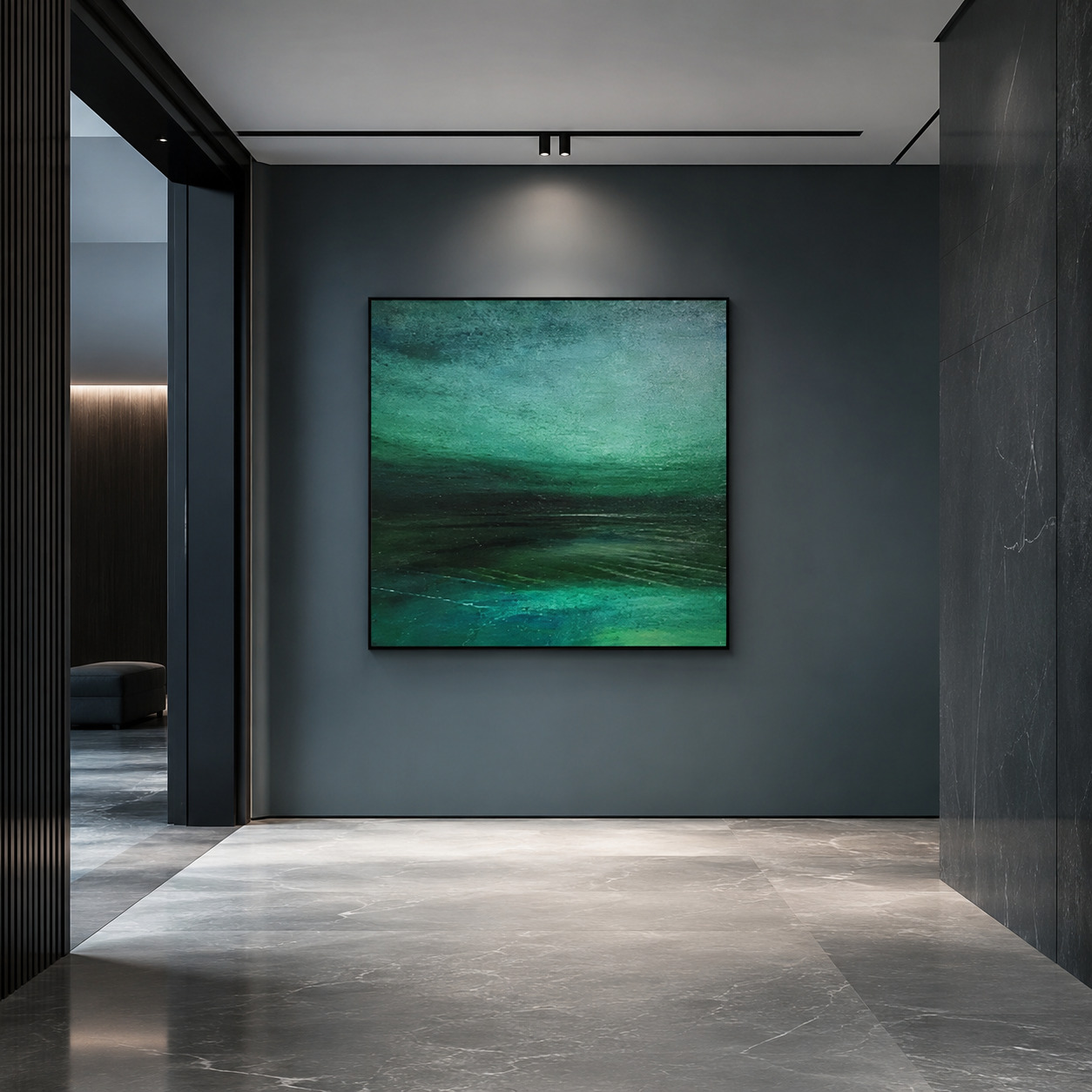 Deep Green Abstract Painting #Kiss 85