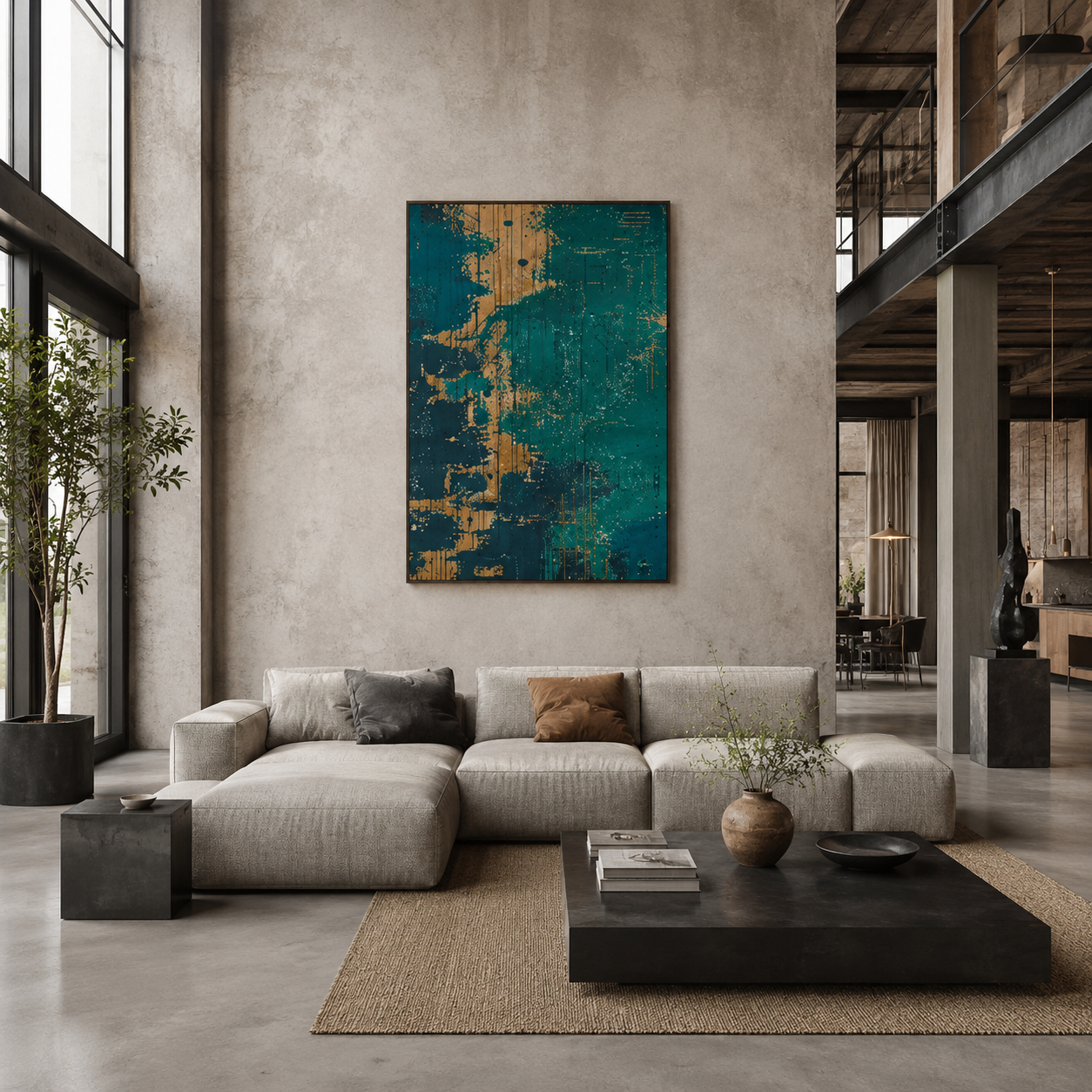Teal Gold Contemporary Painting #Kiss 86