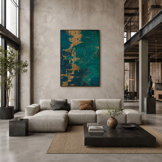 Teal Gold Contemporary Painting #Kiss 86