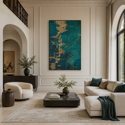 Teal Gold Contemporary Painting #Kiss 86