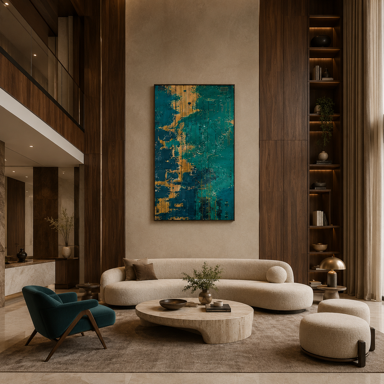 Teal Gold Contemporary Painting #Kiss 86