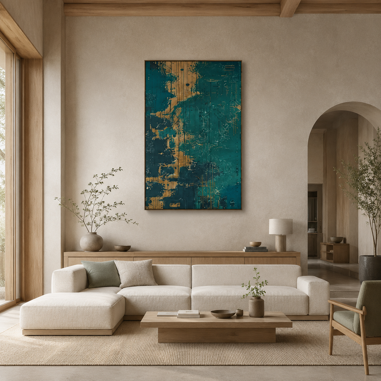 Teal Gold Contemporary Painting #Kiss 86