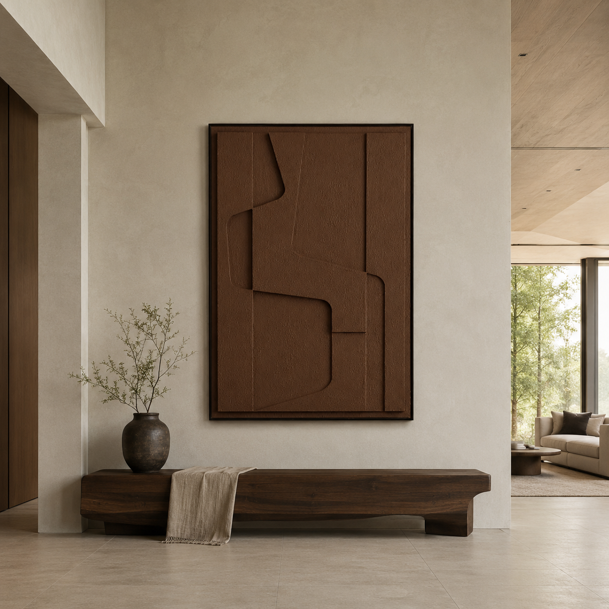Terracotta Geometric Relief Painting #Kiss 87