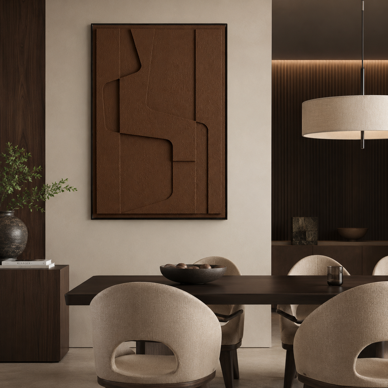 Terracotta Geometric Relief Painting #Kiss 87