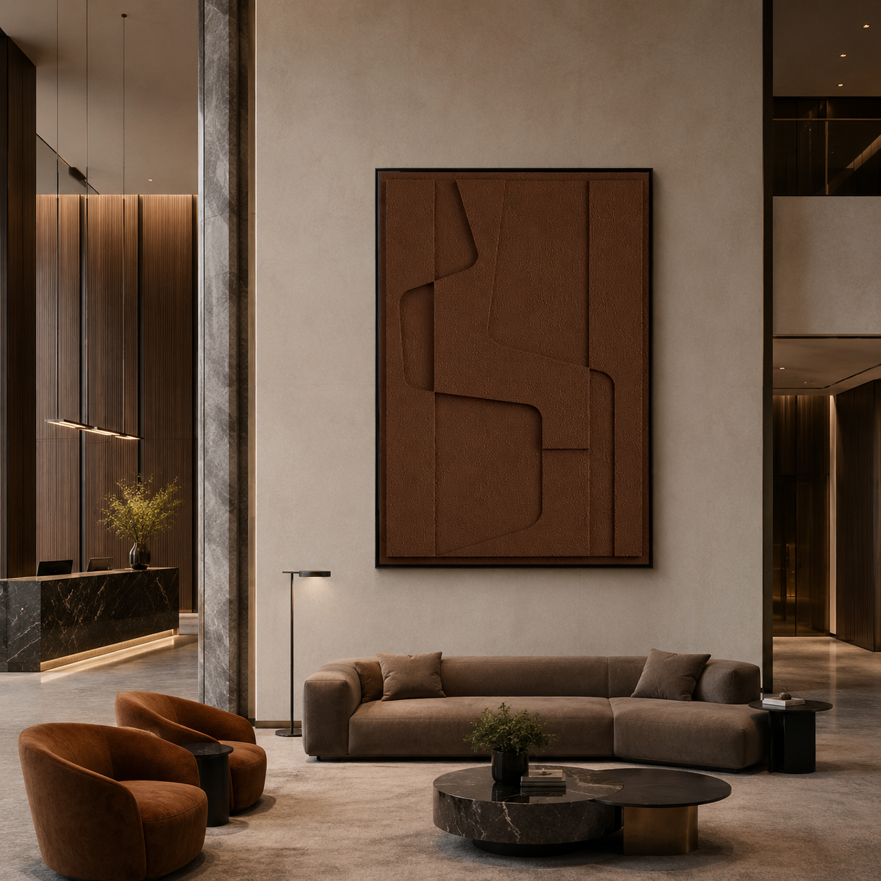 Terracotta Geometric Relief Painting #Kiss 87