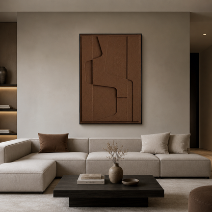 Terracotta Geometric Relief Painting #Kiss 87