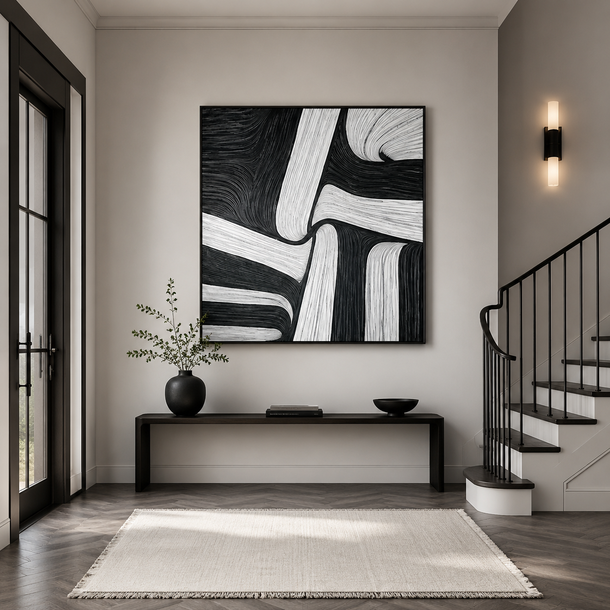 Black White Abstract Textured Painting #Kiss 88