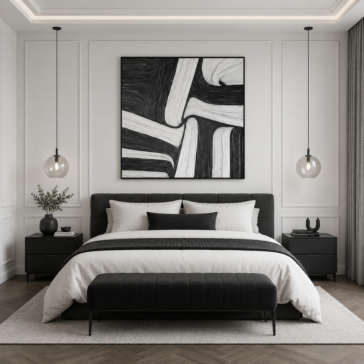 Black White Abstract Textured Painting #Kiss 88