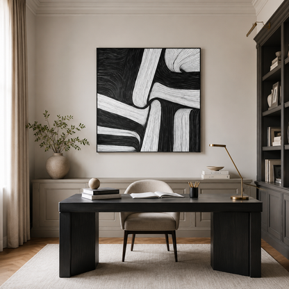 Black White Abstract Textured Painting #Kiss 88