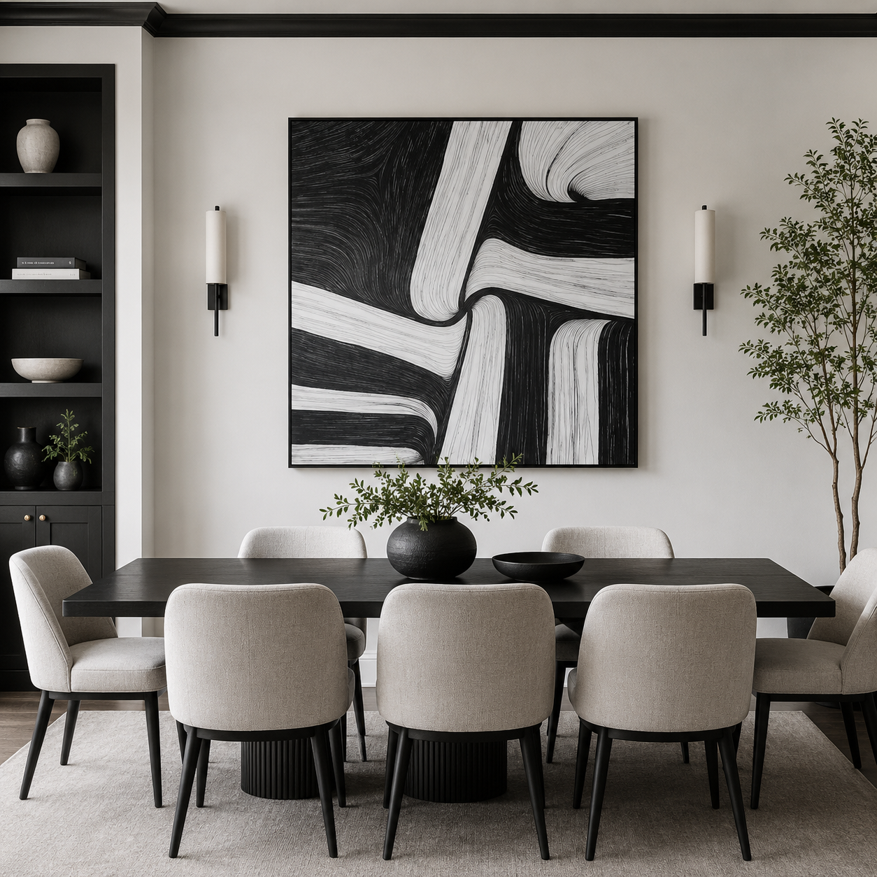 Black White Abstract Textured Painting #Kiss 88