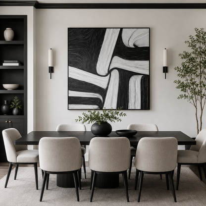 Black White Abstract Textured Painting #Kiss 88