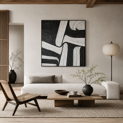 Black White Abstract Textured Painting #Kiss 88