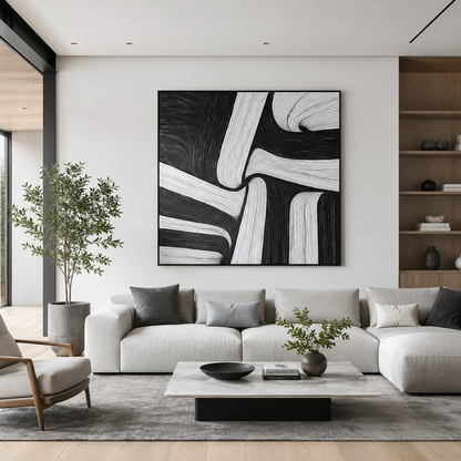 Black White Abstract Textured Painting #Kiss 88