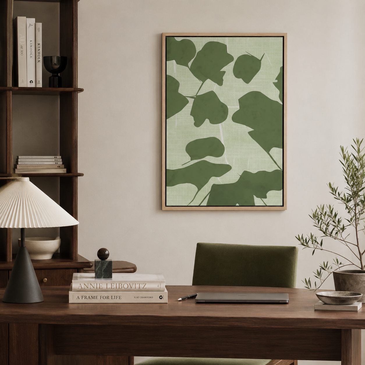 Green Botanical Leaf Painting #Kiss 90
