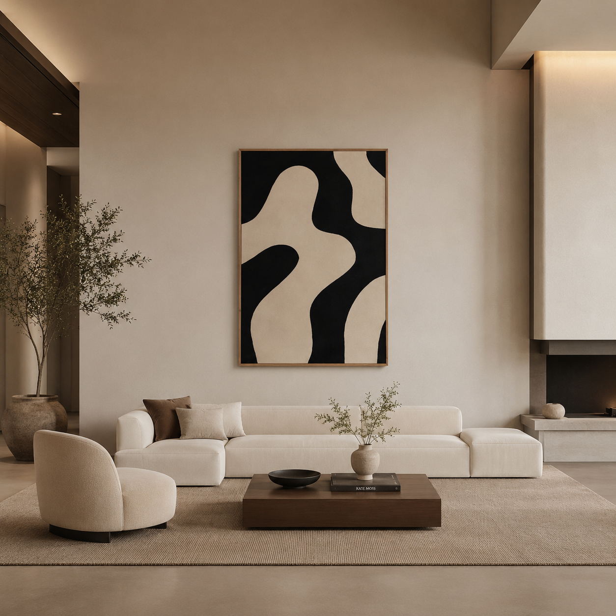 Black Beige Abstract Painting #Kiss 92