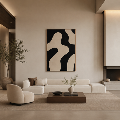 Black Beige Abstract Painting #Kiss 92