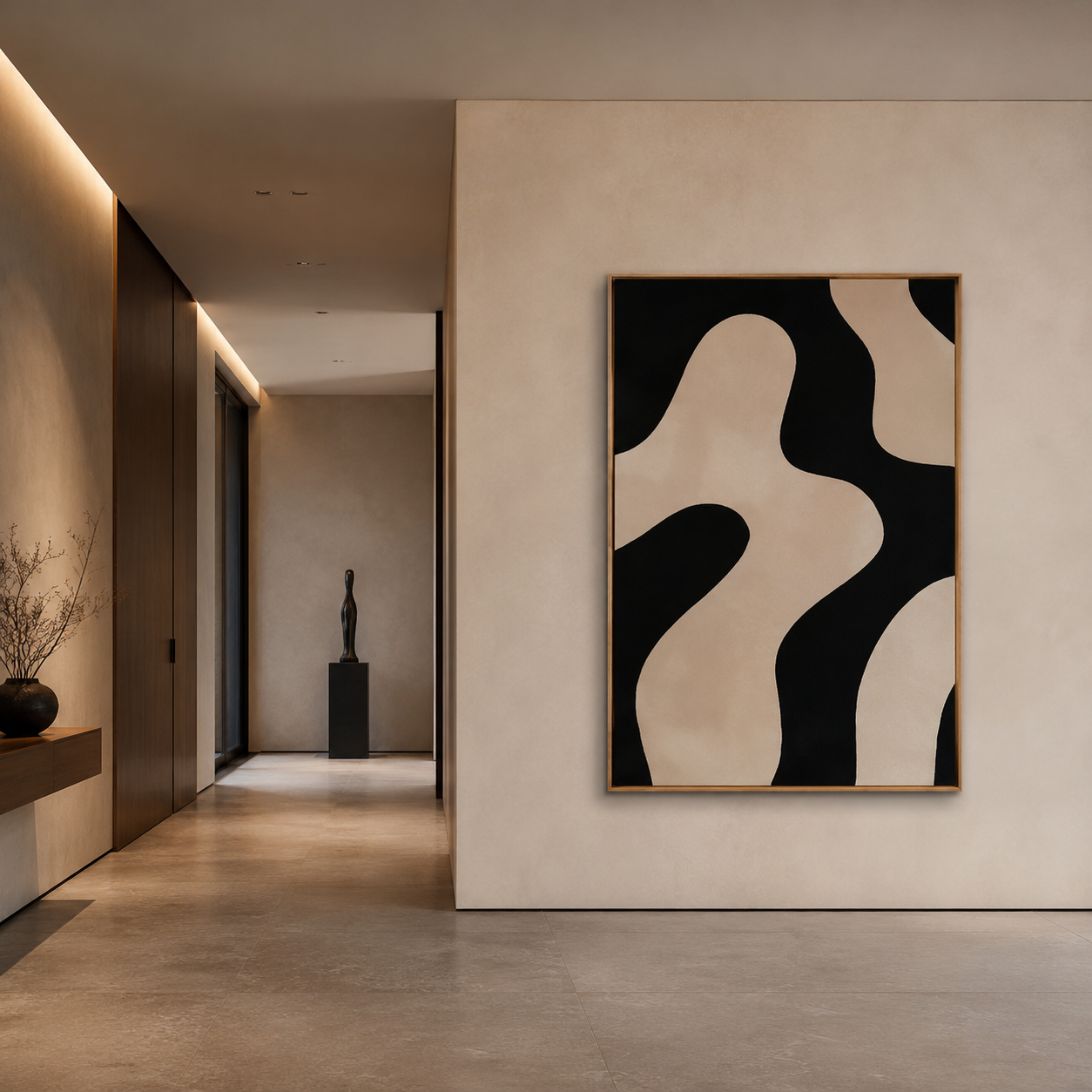 Black Beige Abstract Painting #Kiss 92