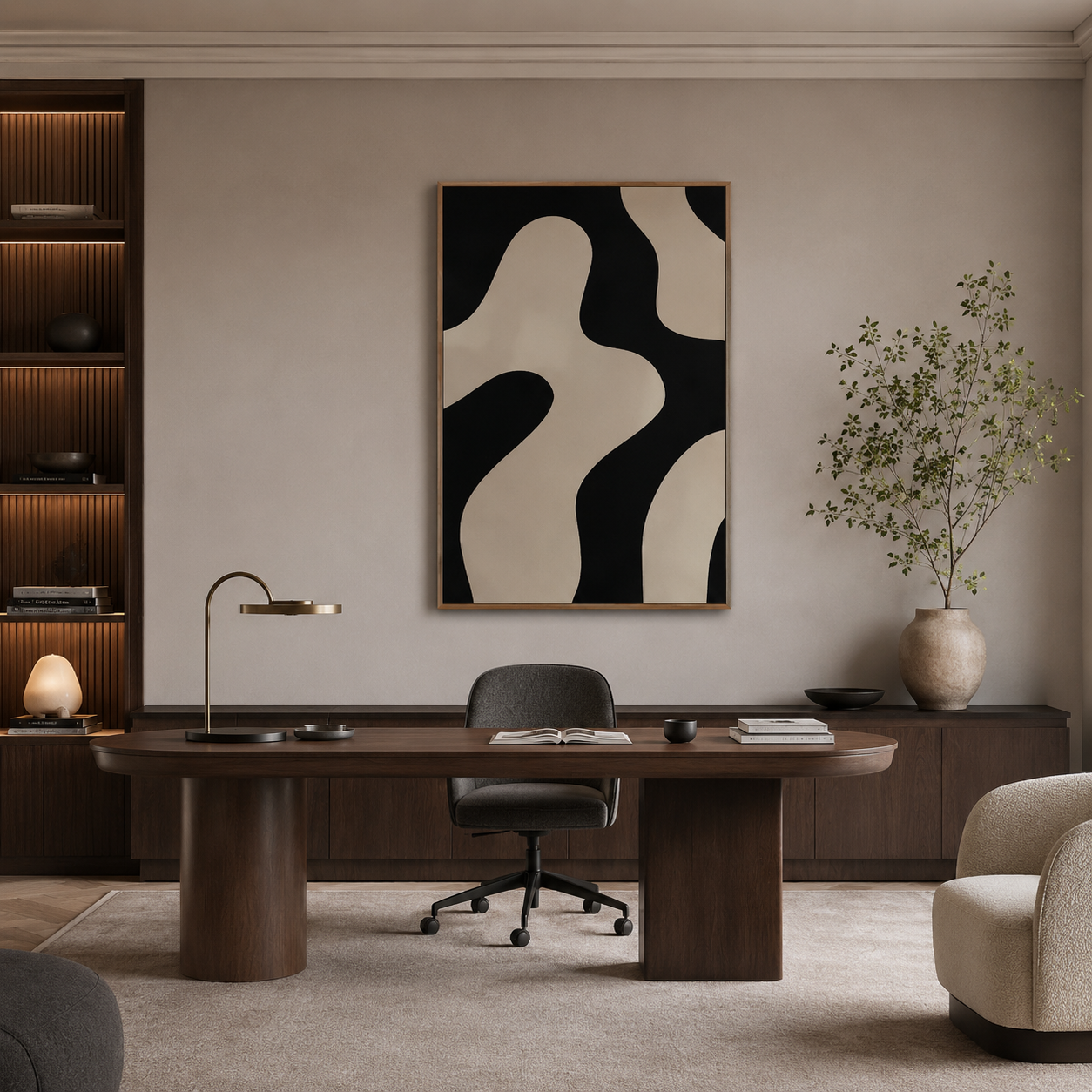 Black Beige Abstract Painting #Kiss 92