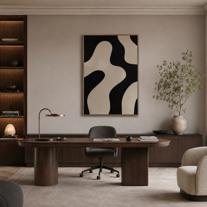 Black Beige Abstract Painting #Kiss 92